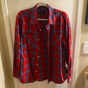 Brixton Lightweight Flannel - Red/Blue - Mens XL